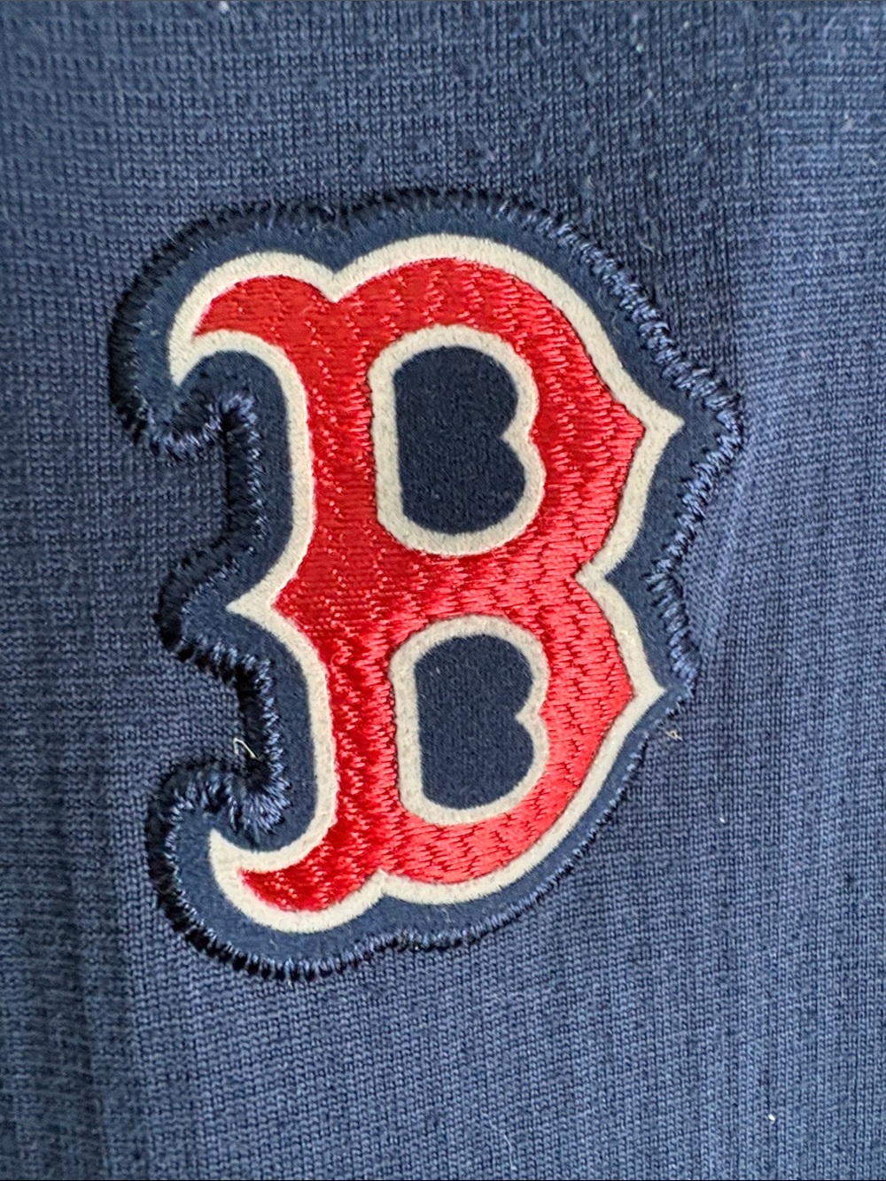 Men's Navy Crewneck Pullover with Red Contrast Stitching Red Sox Baseball Logo